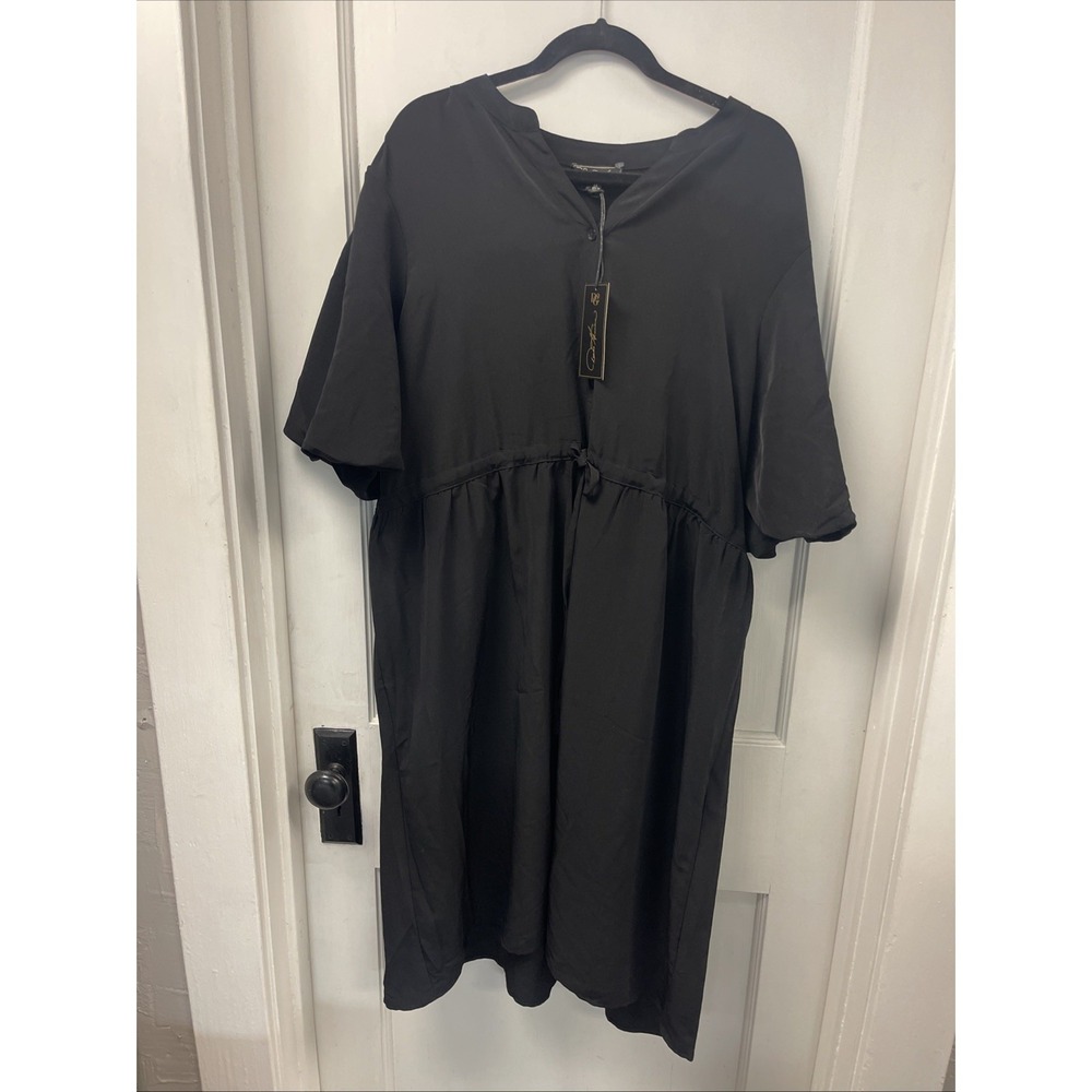 DG2 by Diane Gilman Black dress Short Sleeve Tie Waist 1X